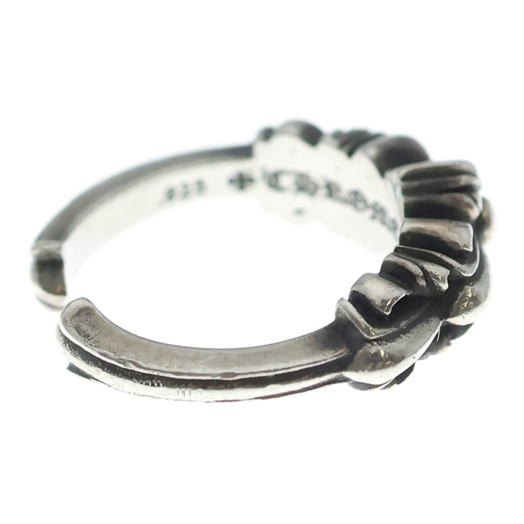 CHROME HEARTS(クロムハーツ) BABY CLSC W FLRL CRS ベイビークラシック ダブルフローラル クロス オープン リング シルバー