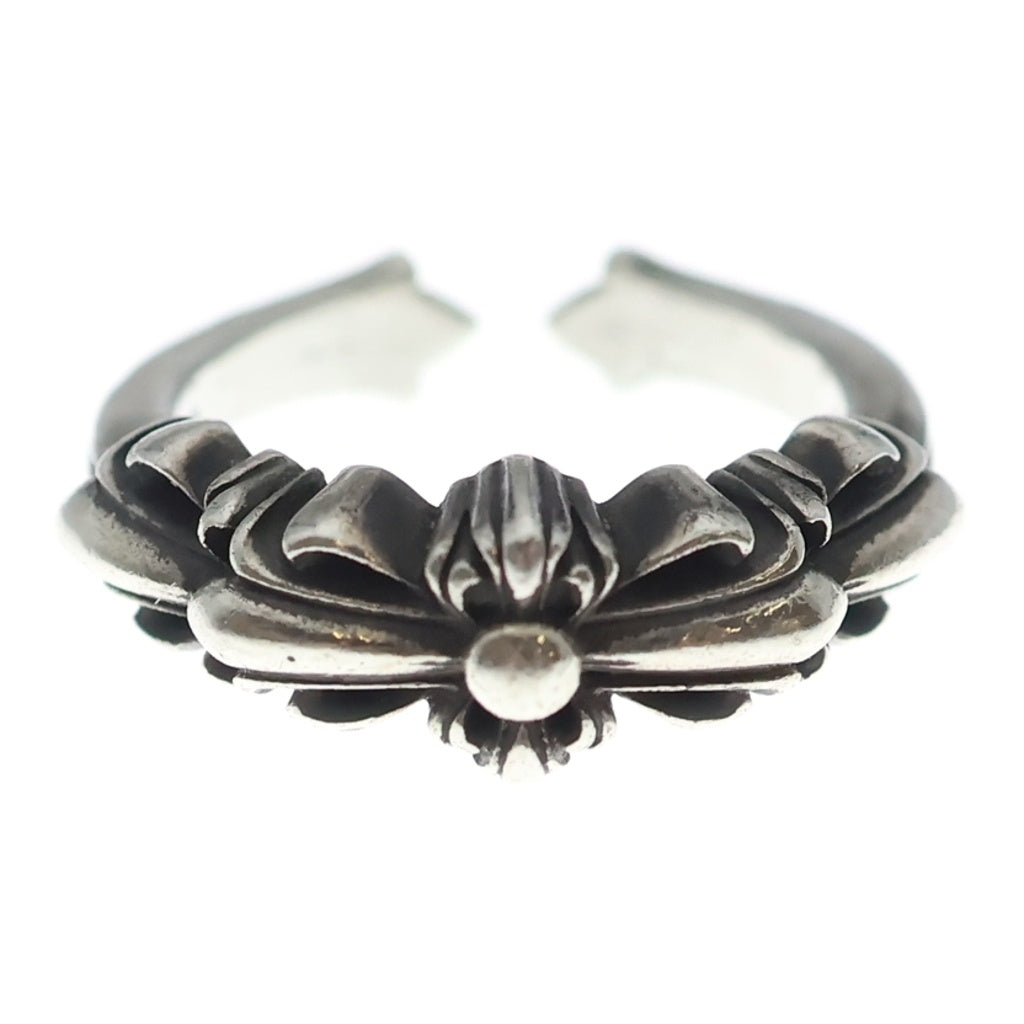 CHROME HEARTS(クロムハーツ) BABY CLSC W FLRL CRS ベイビークラシック ダブルフローラル クロス オープン リング シルバー