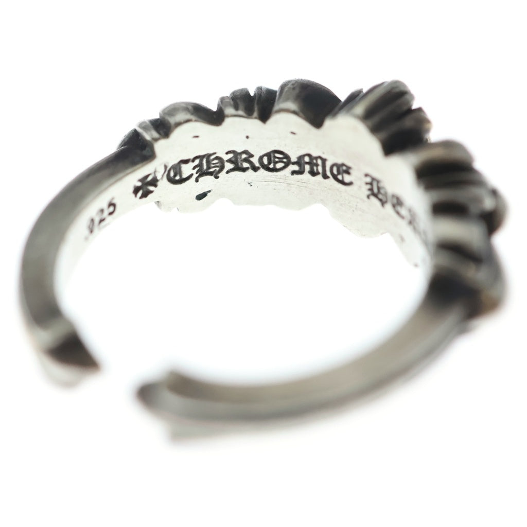 CHROME HEARTS(クロムハーツ) BABY CLSC W FLRL CRS ベイビークラシック ダブルフローラル クロス オープン リング シルバー