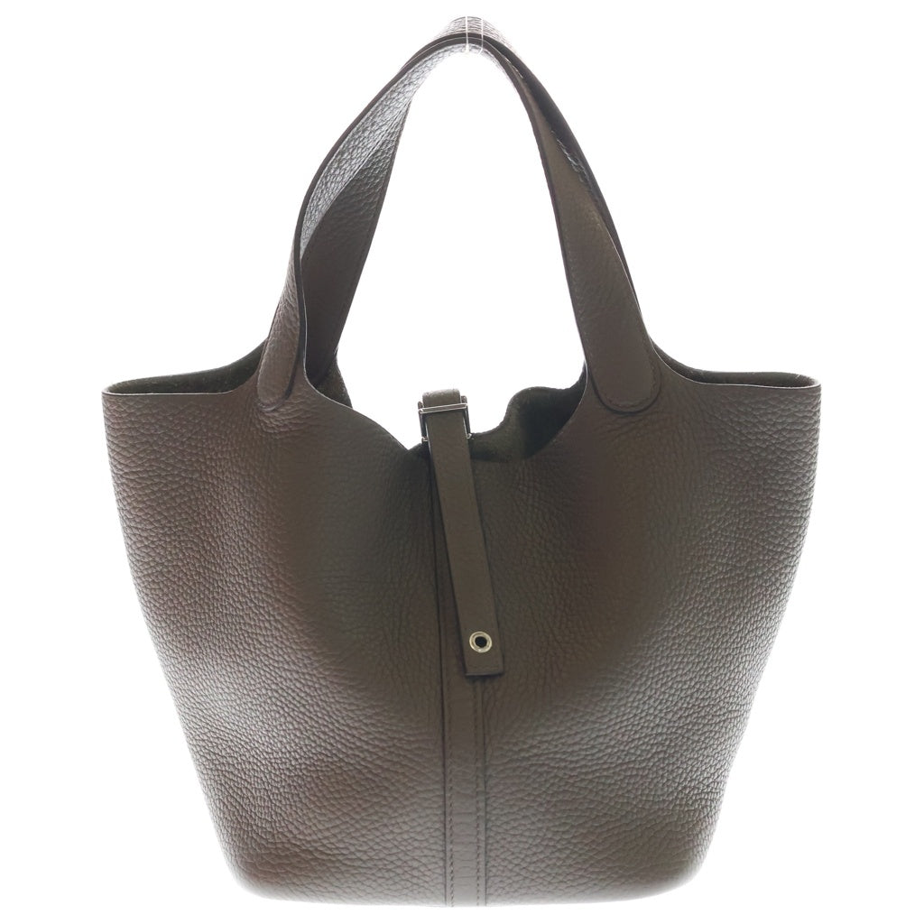 HERMES(エルメス) ピコタンロックMM トリヨンクレマンス シルバー金具 ハンドバッグ D刻印 エトゥープ レディース