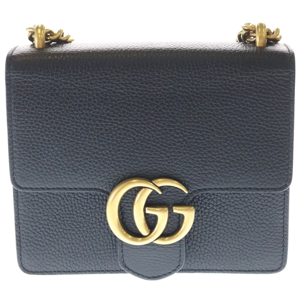 GUCCI(グッチ) GGマーモント ショルダーバッグ チェーンバッグ ブラック レザー 779790 ゴールド金具 レディース