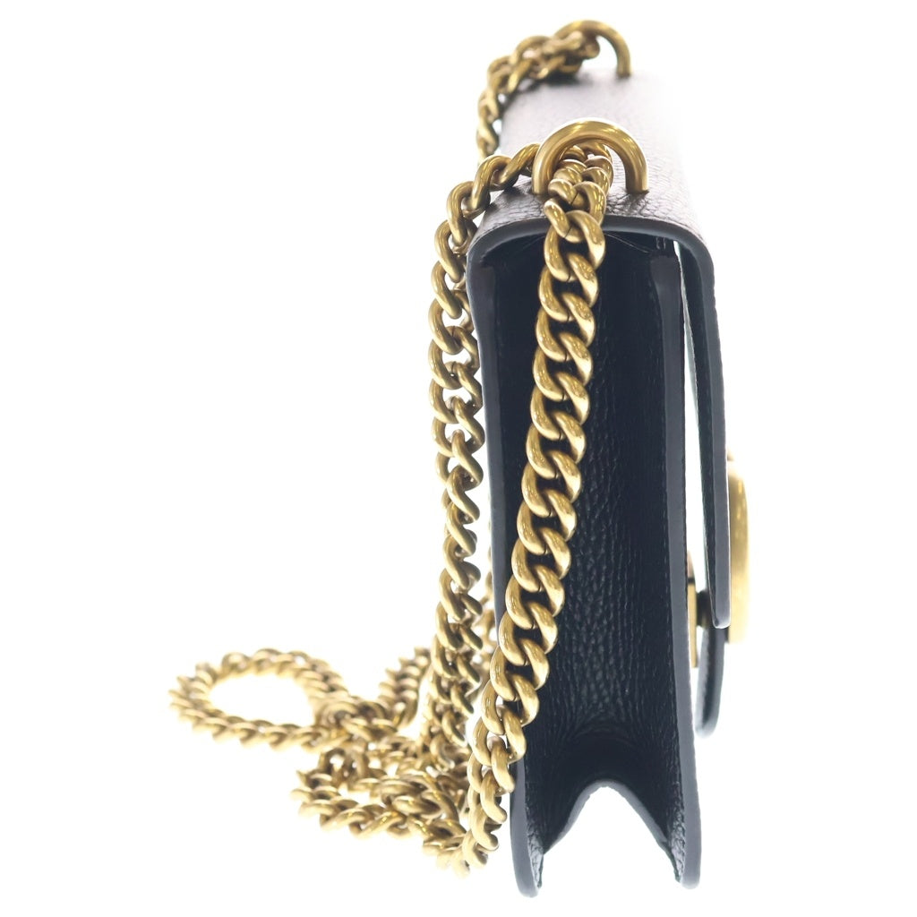 GUCCI(グッチ) GGマーモント ショルダーバッグ チェーンバッグ ブラック レザー 779790 ゴールド金具 レディース