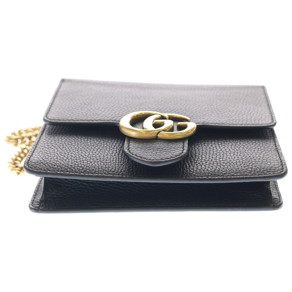 GUCCI(グッチ) GGマーモント ショルダーバッグ チェーンバッグ ブラック レザー 779790 ゴールド金具 レディース
