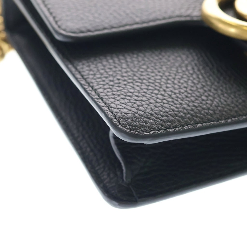 GUCCI(グッチ) GGマーモント ショルダーバッグ チェーンバッグ ブラック レザー 779790 ゴールド金具 レディース