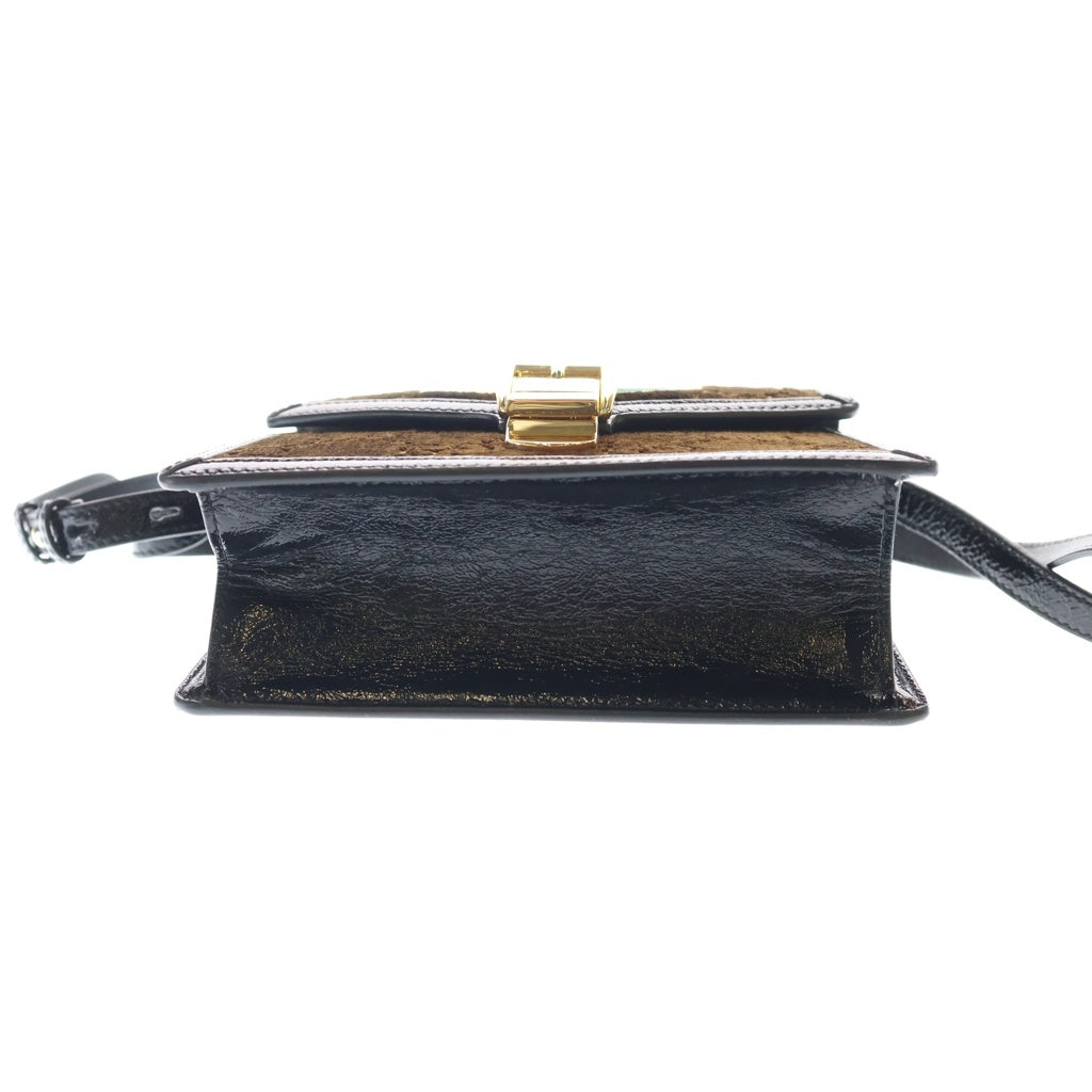 GUCCI(グッチ) シルヴィ GGベルベット ミニ レザー 2WAY ハンド ショルダー バッグ ゴールド金具 ブラウン/ブラック 470270 レディース