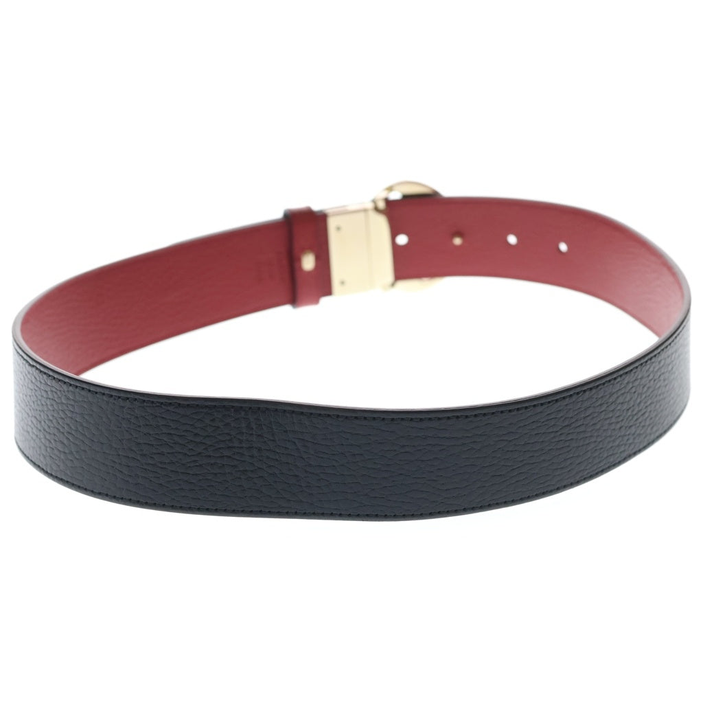 GUCCI(グッチ) GGバックル リバーシブル レザー ベルト ゴールド金具 ブラック/レッド 214351 レディース