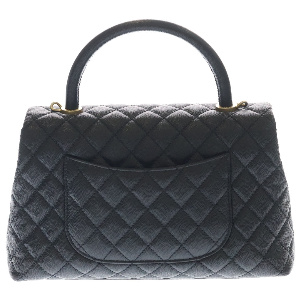 CHANEL(シャネル) ココハンドル29 トップハンドル キャビアスキン レザー 2WAY ハンド チェーン ショルダーバッグ ゴールド金具 ブラック 27番台 レディース