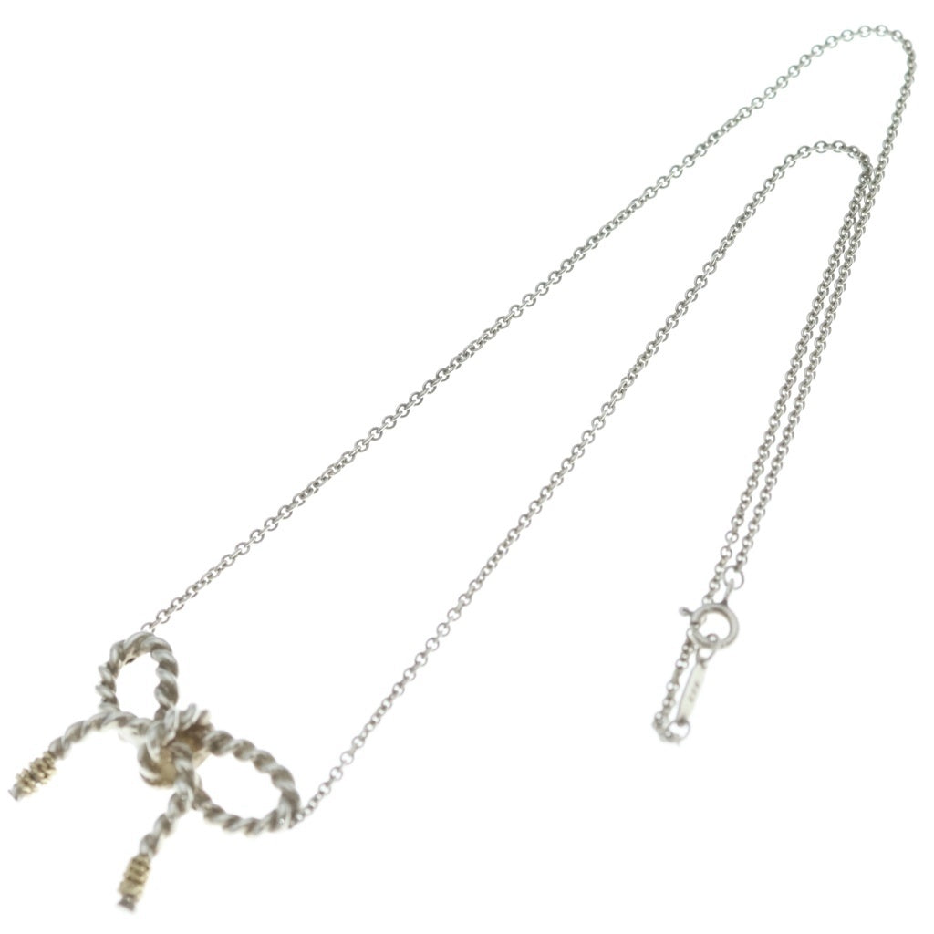 TIFFANY & Co.(ティファニー) ツイストリボン コンビ ネックレス Ag925/K18YG シルバー/イエローゴールド レディース