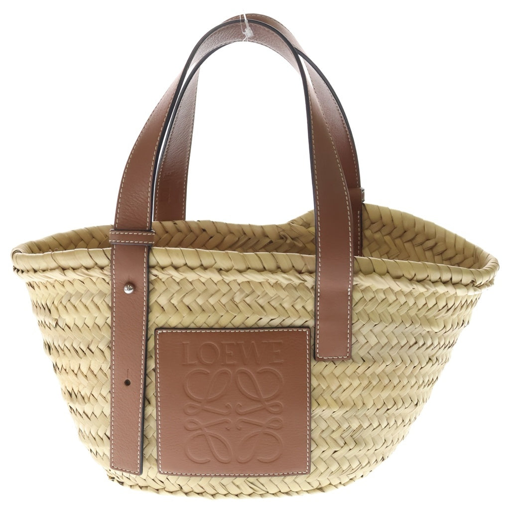 LOEWE(ロエベ) アナグラム バスケットバッグ スモール ラフィア レザー ハンドバッグ かごバッグ ベージュ/ブラウン レディース
