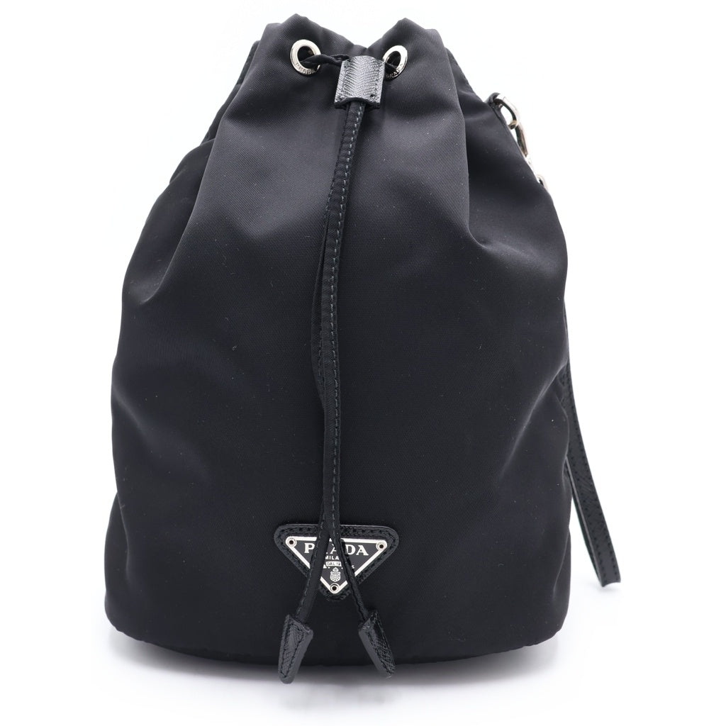 PRADA(プラダ) 巾着ポーチ トライアングルロゴ リナイロン テスート ブラック 1NS369 レディース
