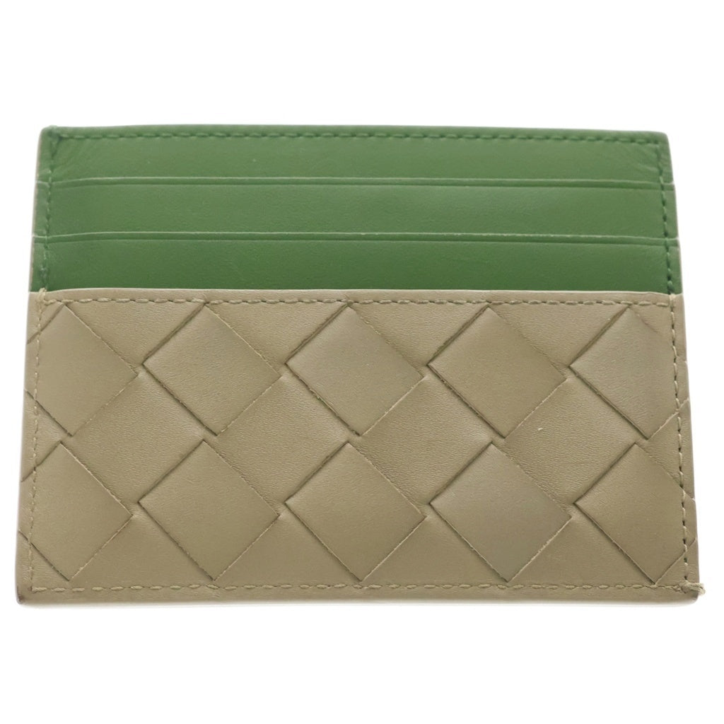 BOTTEGA VENETA(ボッテガヴェネタ) カードケース イントレチャート グリーン/トープ レザー レディース