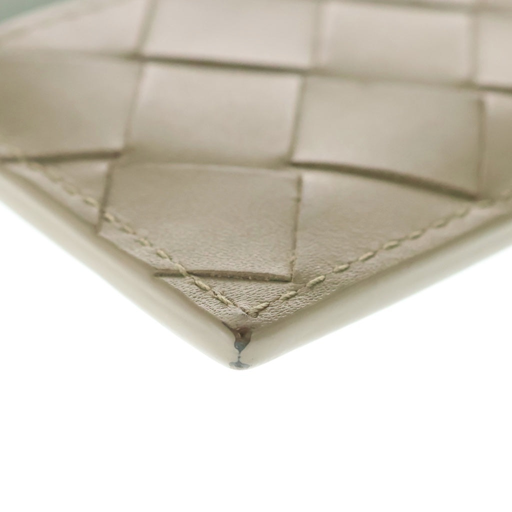 BOTTEGA VENETA(ボッテガヴェネタ) カードケース イントレチャート グリーン/トープ レザー レディース