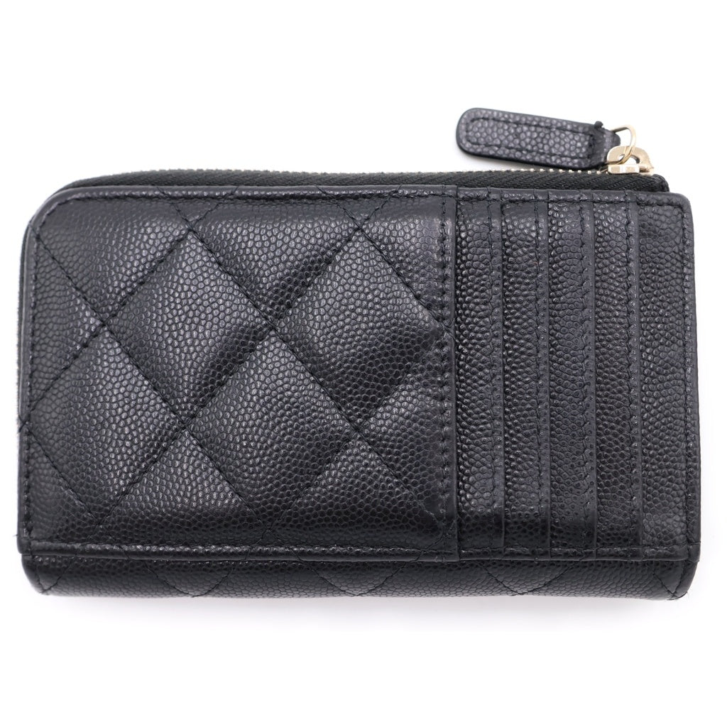 CHANEL(シャネル) マトラッセ ココマーク カードケース フラグメント キャビアスキン ブラック ゴールド金具 AP4091 レディース
