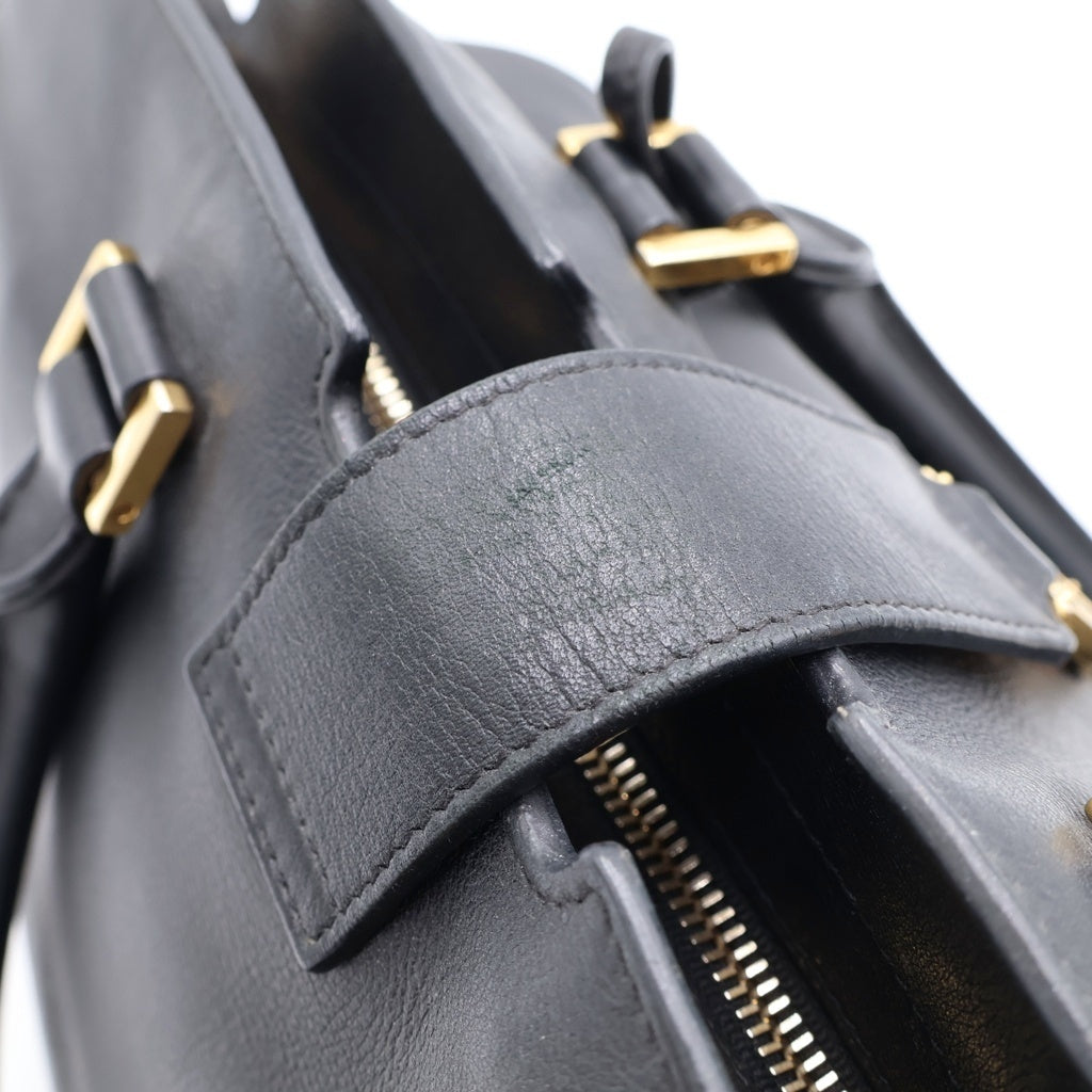 SAINT LAURENT PARIS(サンローランパリ) スモールカバス ハンドバッグ ブラック レザー 424869 ゴールド金具 レディース