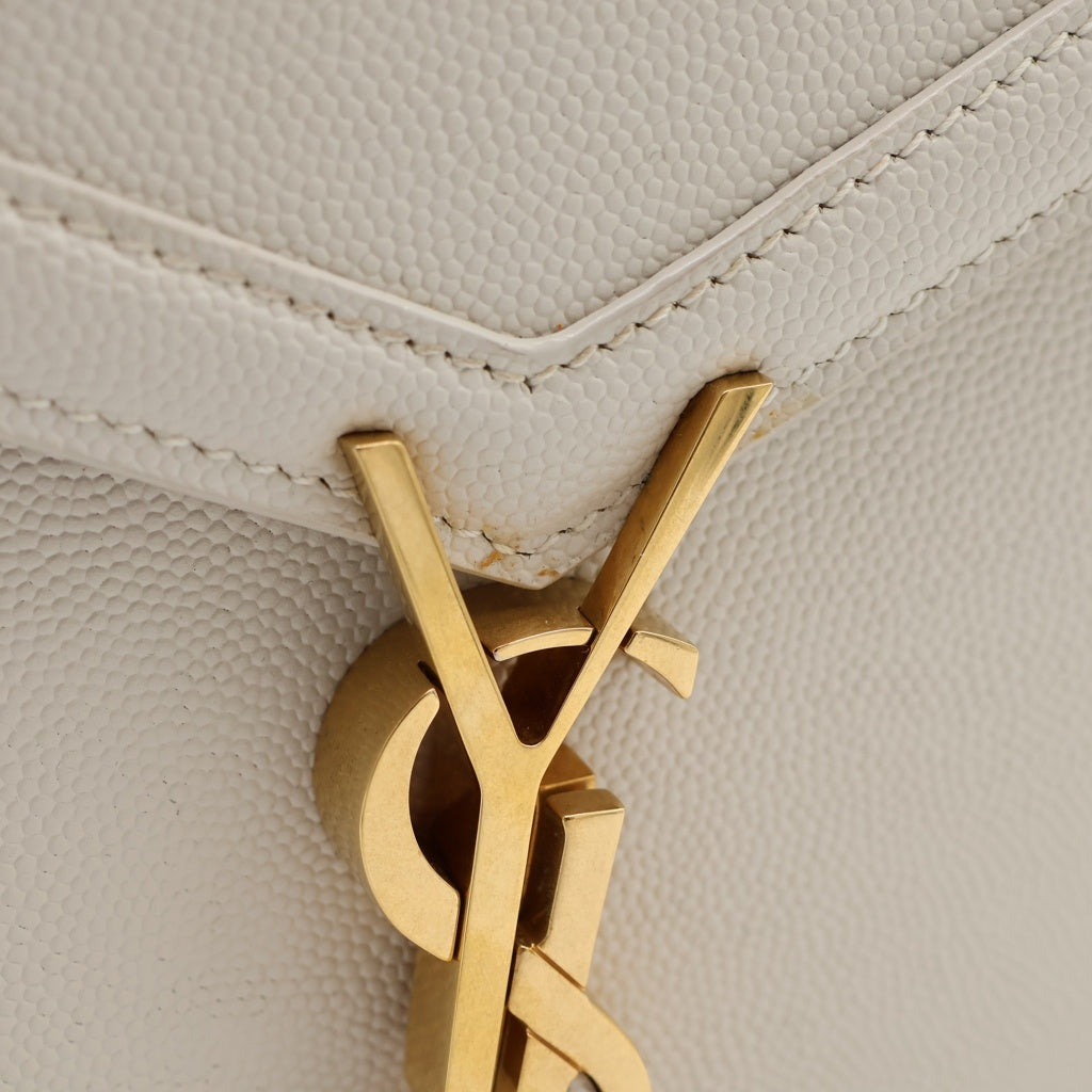 SAINT LAURENT PARIS(サンローランパリ) カサンドラミニ レザー 2WAYハンドバッグ ショルダーバッグ アイボリー レザー 602716 ゴールド金具 レディース
