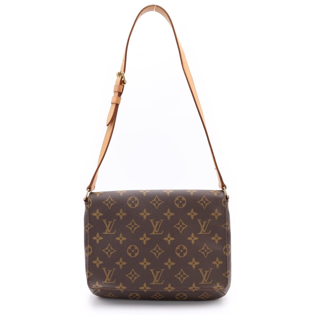 LOUIS VUITTON(ルイヴィトン) モノグラム ミュゼットタンゴ ショルダーバッグ ブラウン レザー×PVC M51257 ゴールド金具 レディース
