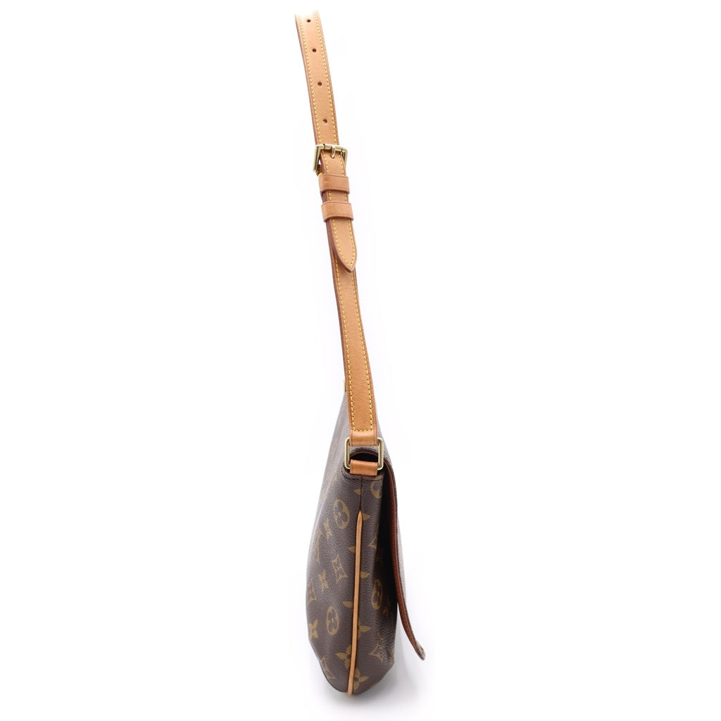 LOUIS VUITTON(ルイヴィトン) モノグラム ミュゼットタンゴ ショルダーバッグ ブラウン レザー×PVC M51257 ゴールド金具 レディース