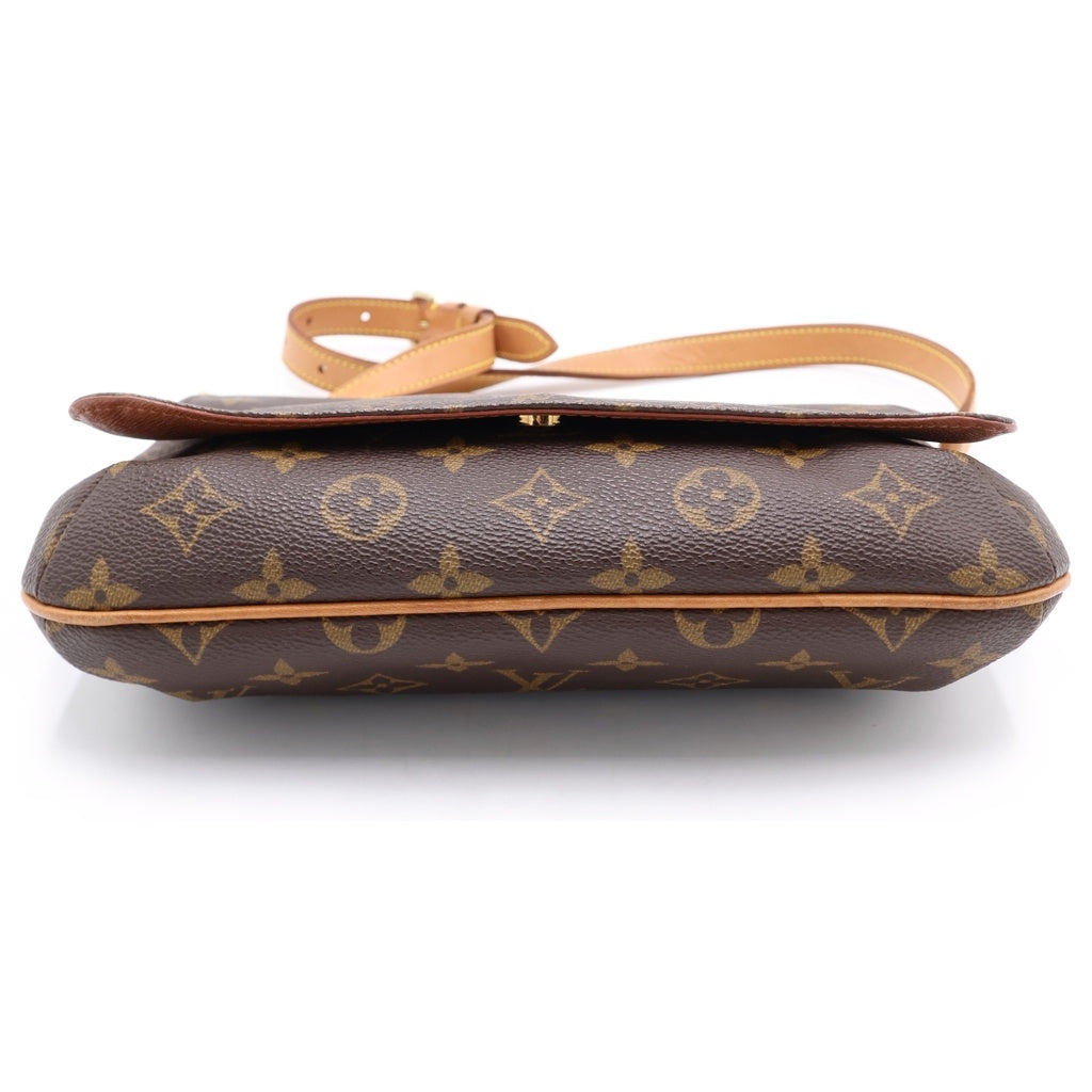 LOUIS VUITTON(ルイヴィトン) モノグラム ミュゼットタンゴ ショルダーバッグ ブラウン レザー×PVC M51257 ゴールド金具 レディース