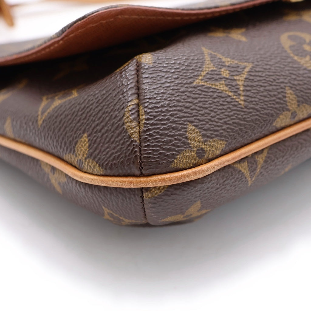 LOUIS VUITTON(ルイヴィトン) モノグラム ミュゼットタンゴ ショルダーバッグ ブラウン レザー×PVC M51257 ゴールド金具 レディース