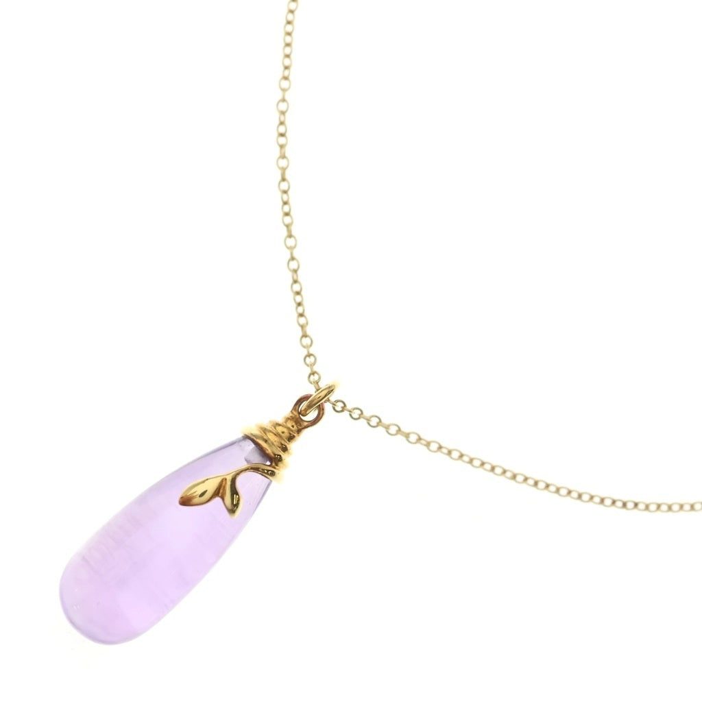 TIFFANY & Co.(ティファニー) パロマピカソ オリーブリーフ アメジスト ネックレス ペンダント チェーン イエローゴールド×パープル Au750YG レディース