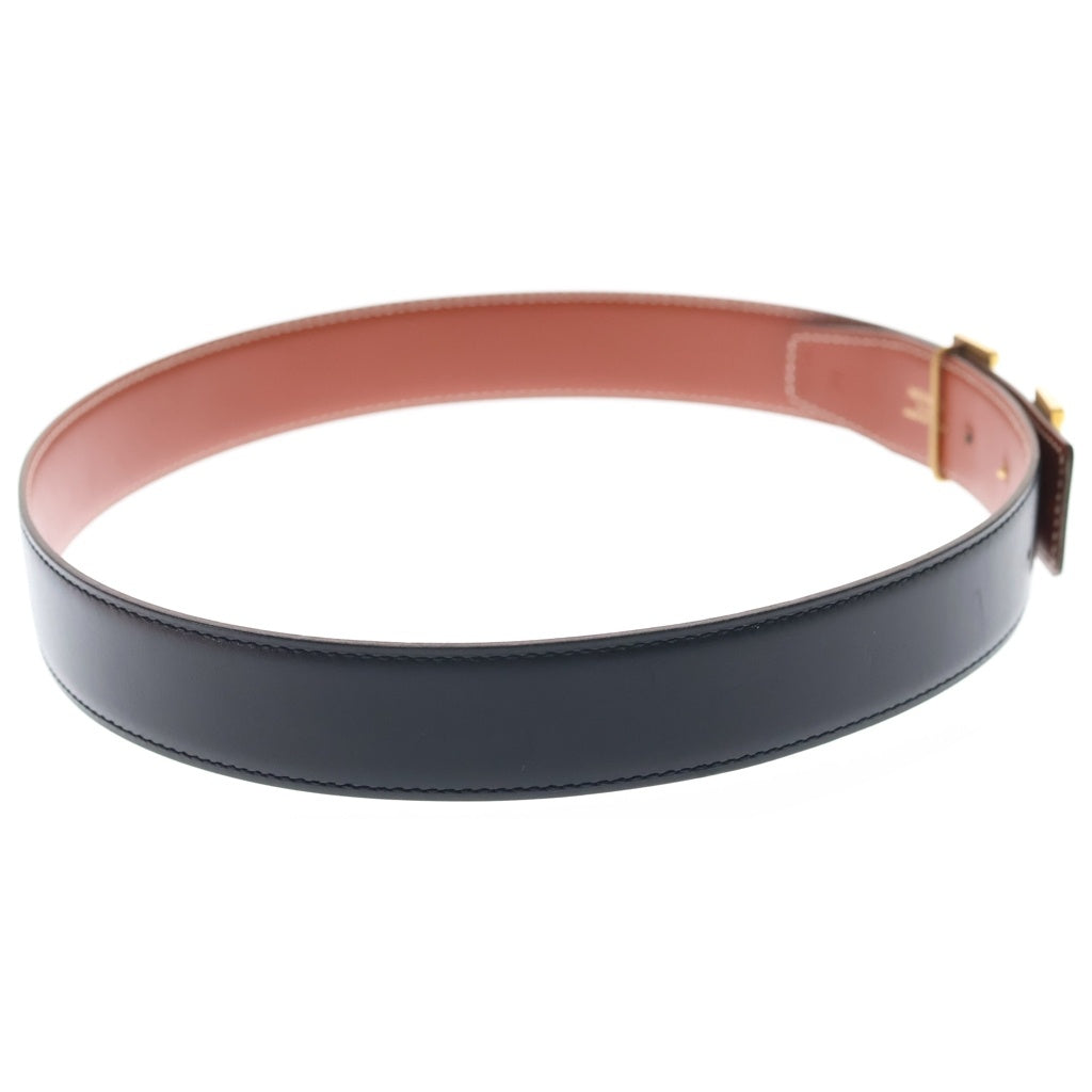 HERMES(エルメス) コンスタンス ベルト Hバックル カーフ ゴールド金具 ブラック/ブラウン □A刻印