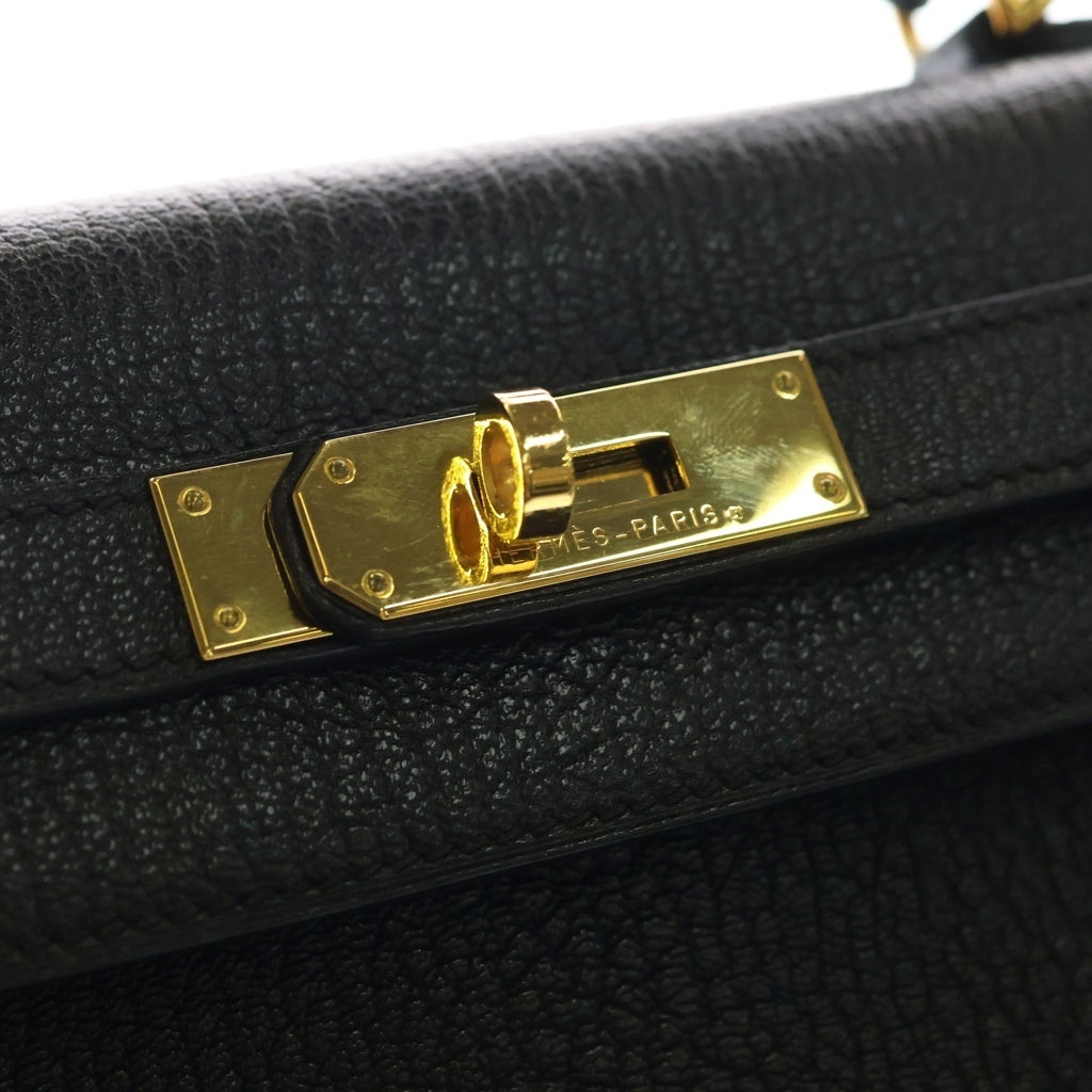HERMES(エルメス) ケリー28 トートバック シェーブルコロマンデル ゴールド金具 □H刻印 ブラック レディース