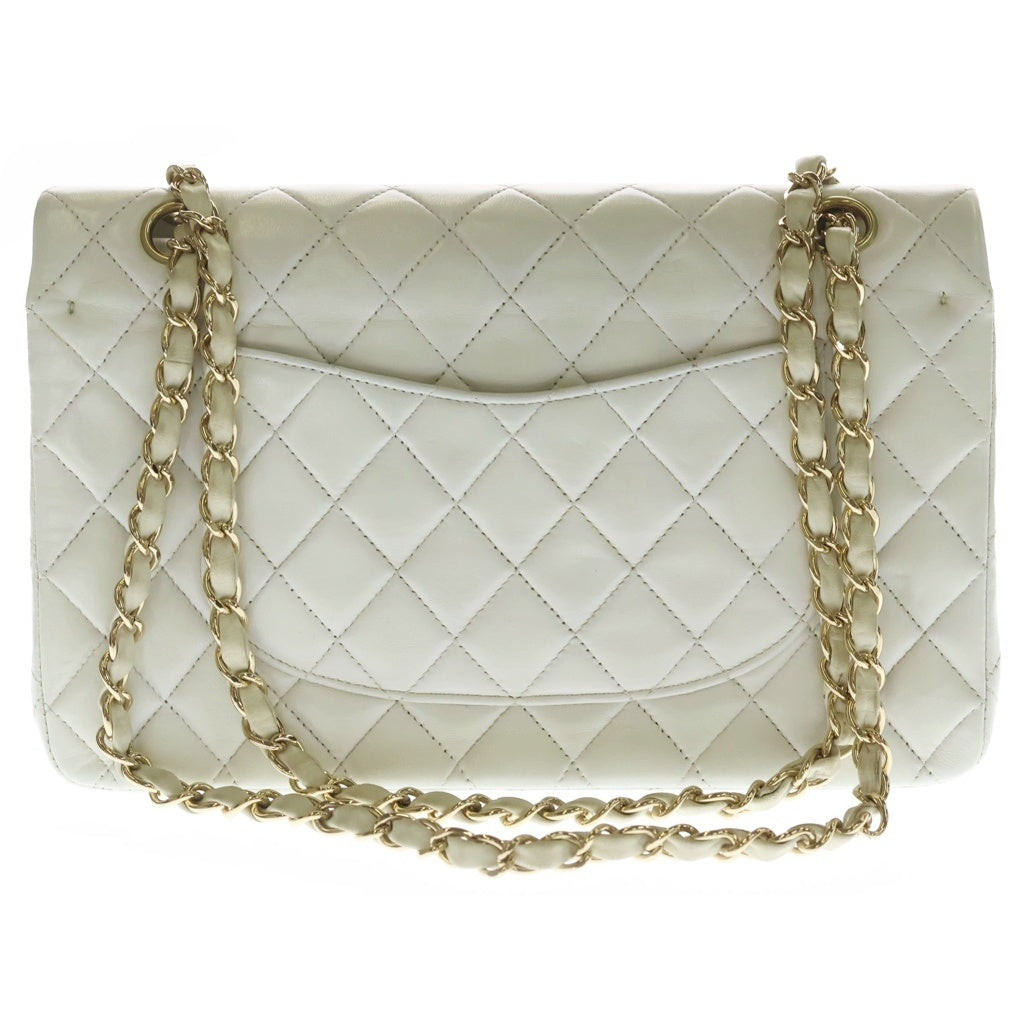 CHANEL(シャネル) マトラッセ25 ダブルフラップ ダブルチェーン ラムスキン ゴールド金具 ヴィンテージ ショルダーバッグ ホワイト レディース