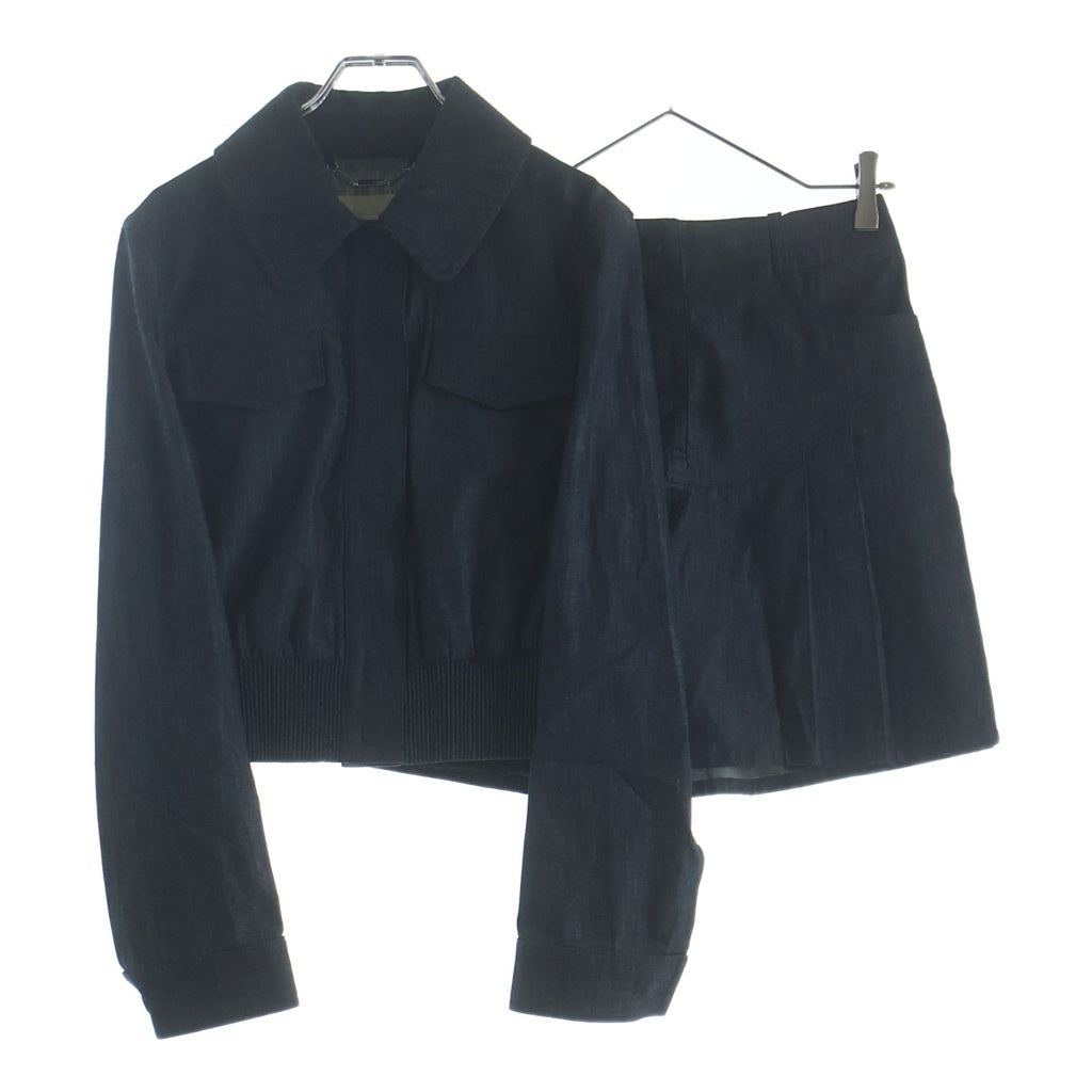 FENDI(フェンディ) クロップド ボンバージャケット スカート セットアップ ブラック デニム #36 レディース