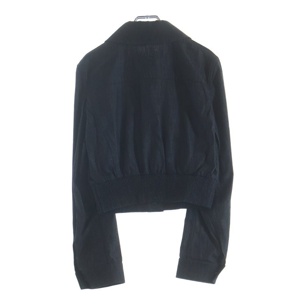 FENDI(フェンディ) クロップド ボンバージャケット スカート セットアップ ブラック デニム #36 レディース