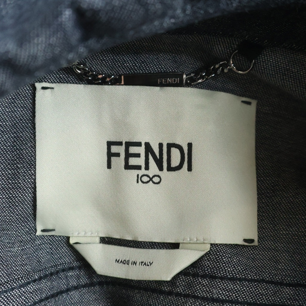 FENDI(フェンディ) クロップド ボンバージャケット スカート セットアップ ブラック デニム #36 レディース