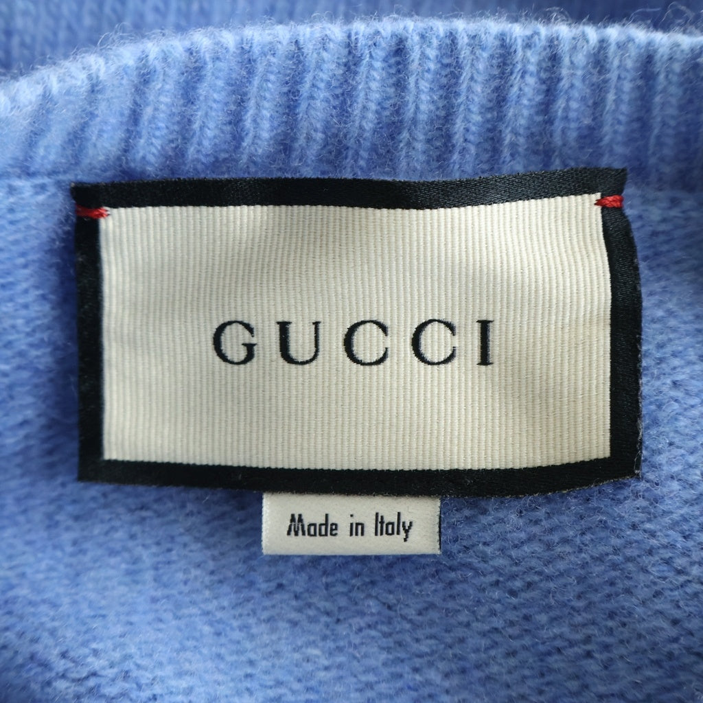 GUCCI(グッチ) チェリー柄 半袖ウールニットセーター ライトブルー #M 631467 レディース