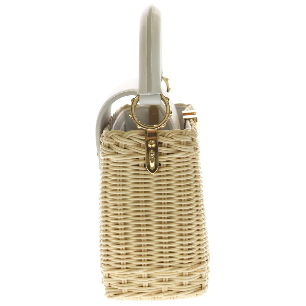 LOUIS VUITTON(ルイヴィトン) カプシーヌ ミニ ハンド ショルダーバッグ ラタン/カウハイドレザー スノー ホワイト/ベージュ M26004 レディース