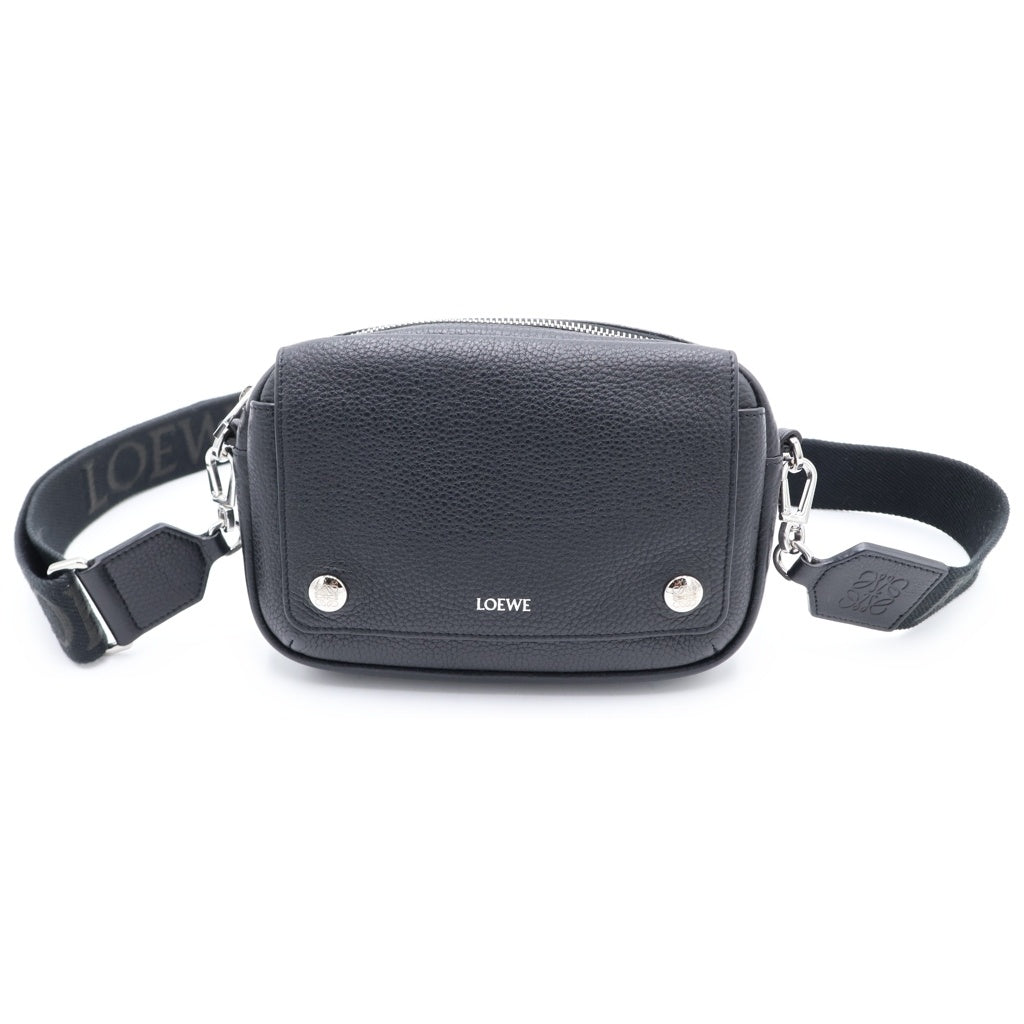 LOEWE(ロエベ) ペブル メッセンジャーバッグ スモール ショルダーバッグ サプルグレインカーフ レザー ロゴ ブラック BANBPCBX01