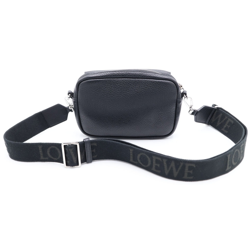 LOEWE(ロエベ) ペブル メッセンジャーバッグ スモール ショルダーバッグ サプルグレインカーフ レザー ロゴ ブラック BANBPCBX01