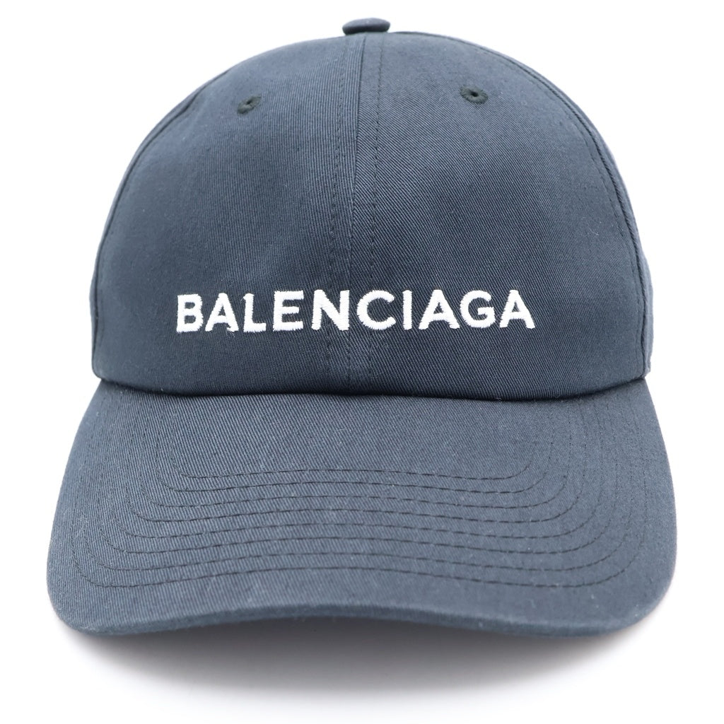 BALENCIAGA(バレンシアガ) ロゴエンブロイダリー ベースボールキャップ 帽子 コットン ロゴ刺繍 ブラック 452245