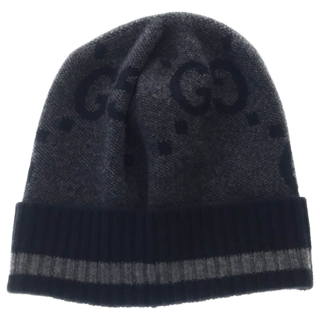 GUCCI(グッチ) GGロゴ カシミヤビーニー ニット帽 キャップ 帽子 グレー/ブラック 676827 4GABX レディース