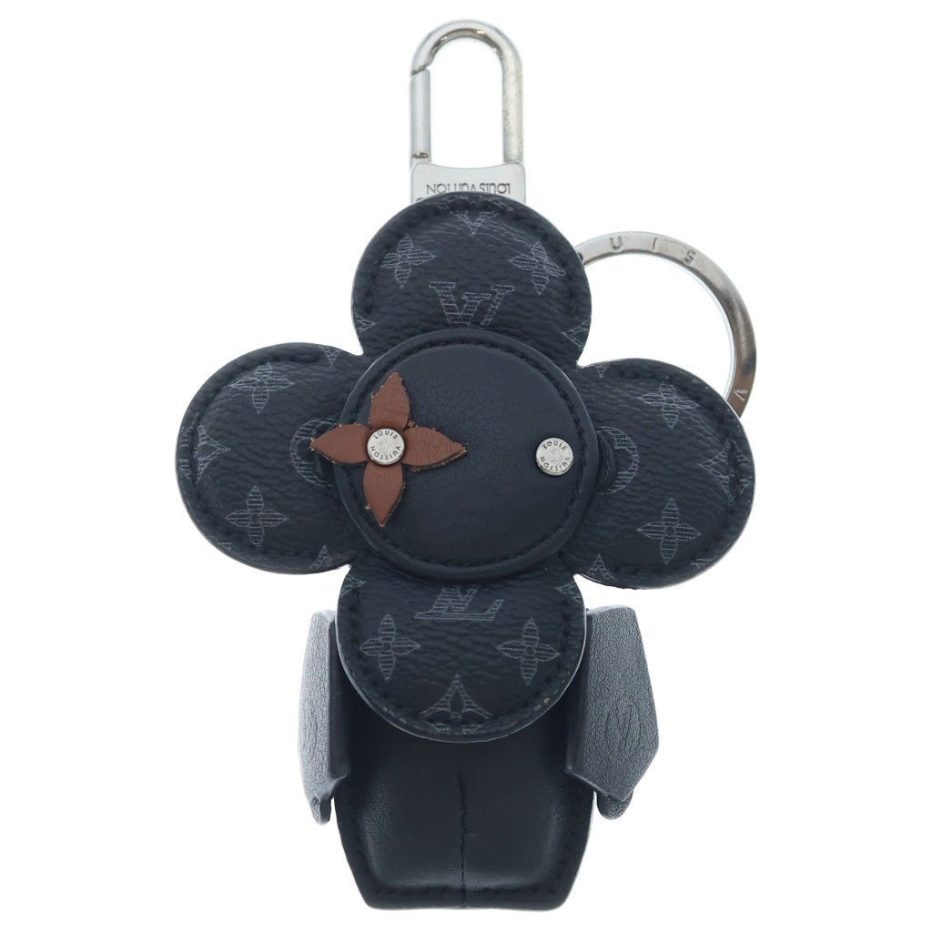 LOUIS VUITTON(ルイヴィトン) モノグラム エクリプス ポルトクレドゥドゥヴィヴィエンヌ バッグチャーム キーリング キーホルダー ブラック レザー×PVC MP1998 シルバー金具 レディース
