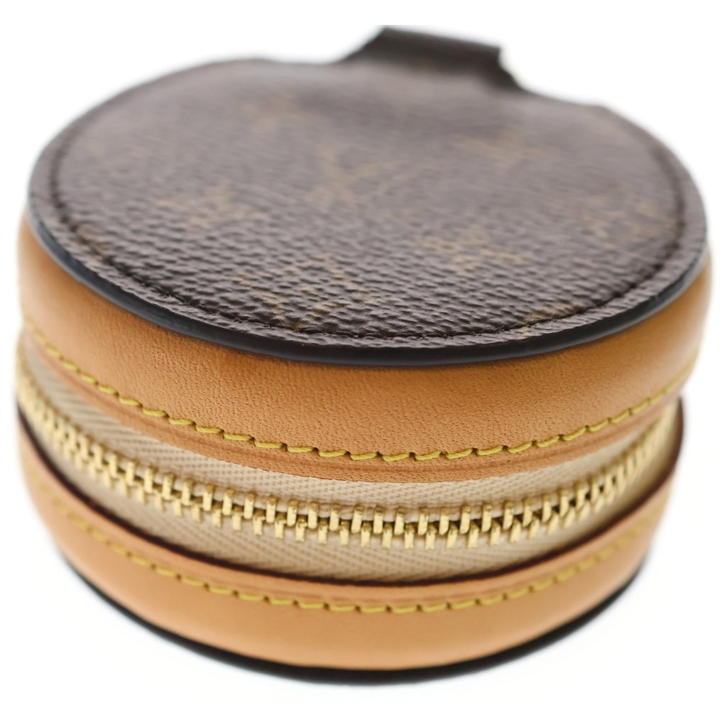 LOUIS VUITTON(ルイヴィトン) モノグラム エテュイ イヤホンケース バッグチャーム 小物入れ ブラウン×ベージュ レザー×PVC GI0495 ゴールド金具 レディース