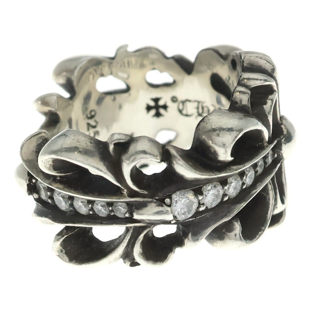 CHROME HEARTS(クロムハーツ) DBL FLRL CRS P D ダブルフローラルクロス PAVEダイヤ シルバーリング