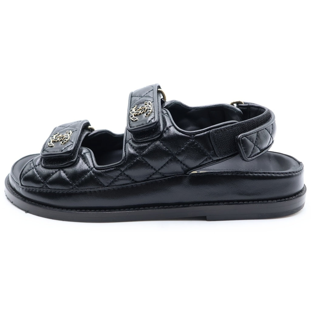 CHANEL(シャネル) マトラッセ フットベッドレザーサンダル ブラック #36C G35927 レディース