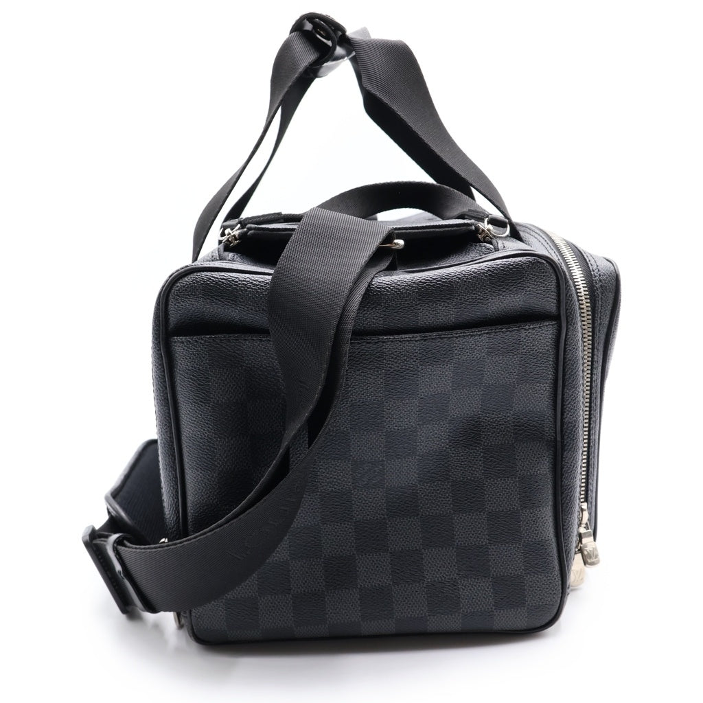 LOUIS VUITTON(ルイヴィトン) ダミエ グラフィット カメラ・バッグ ショルダーバッグ ブラック レザー×PVC N58027 シルバー金具 レディース
