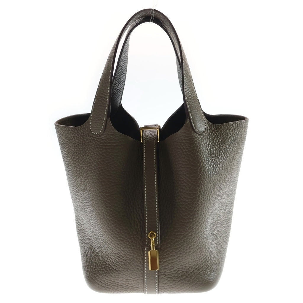 HERMES(エルメス) ピコタンロック PM トリヨンクレマンス ゴールド金具 K刻印 ハンドバッグ エトゥープ レディース