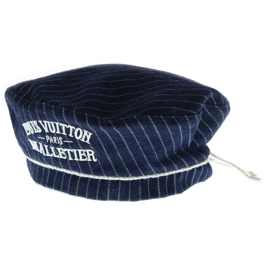 LOUIS VUITTON(ルイヴィトン) ベレー デニム ストライプ ハット 帽子 ロゴ刺繍 コットン ネイビー M5139L レディース