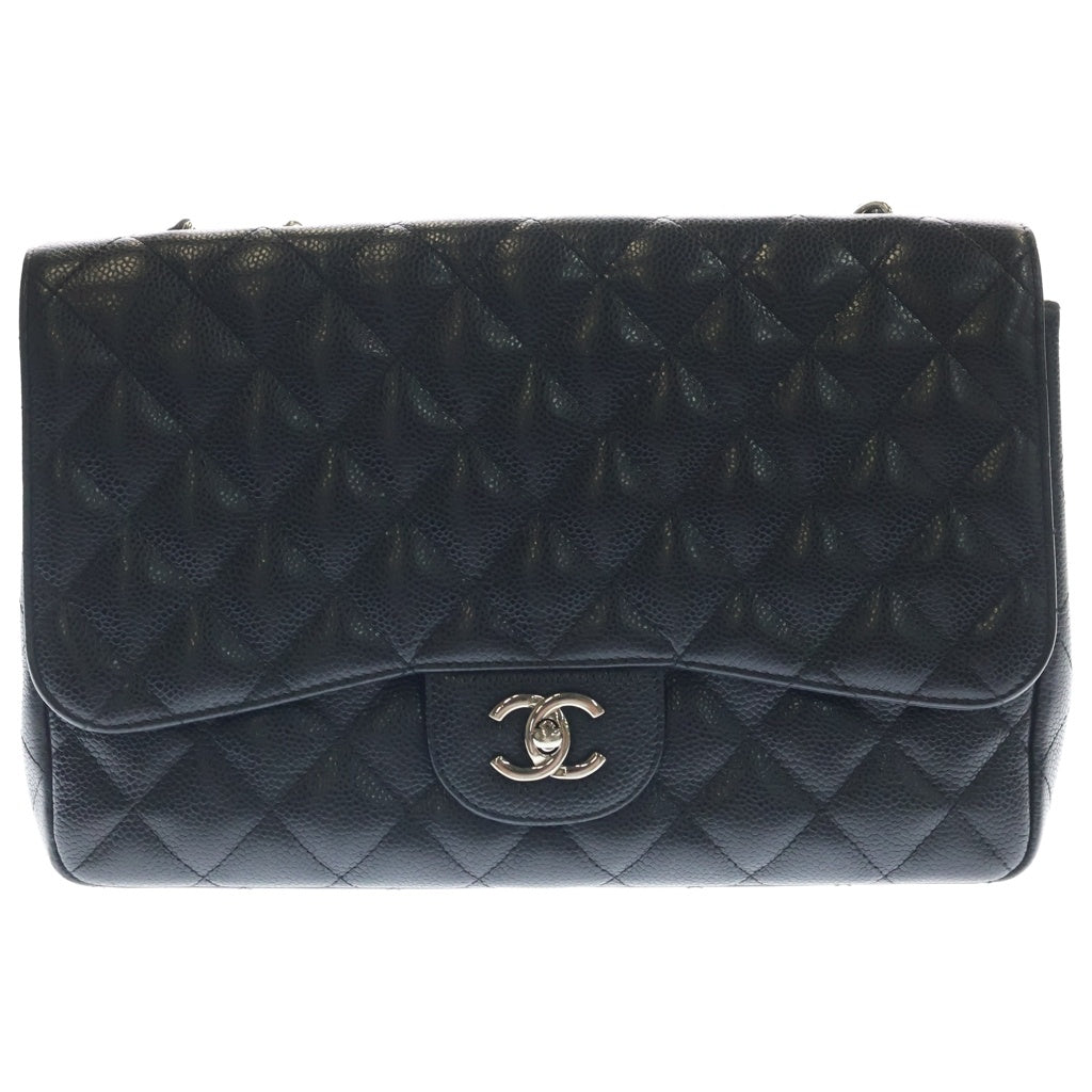 CHANEL(シャネル) デカマトラッセ 30 SフラップWチェーンショルダーバッグ 黒 キャビアスキン SV金具 13576950 箱・カード レディース