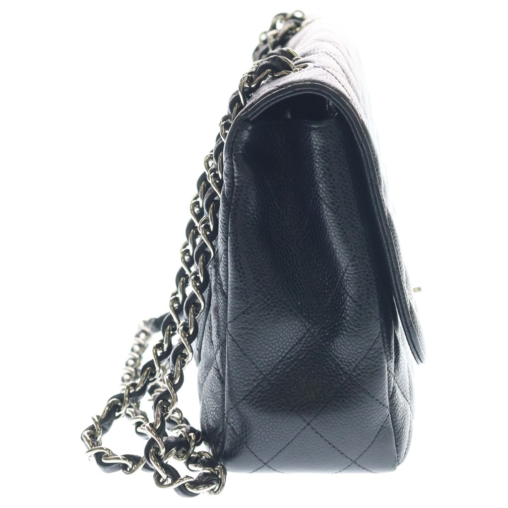 CHANEL(シャネル) デカマトラッセ 30 SフラップWチェーンショルダーバッグ 黒 キャビアスキン SV金具 13576950 箱・カード レディース