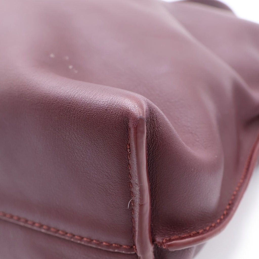 LOEWE(ロエベ) フラメンコ ミディアム レザー 2WAY ショルダーバッグ 巾着バッグ ボルドー レディース