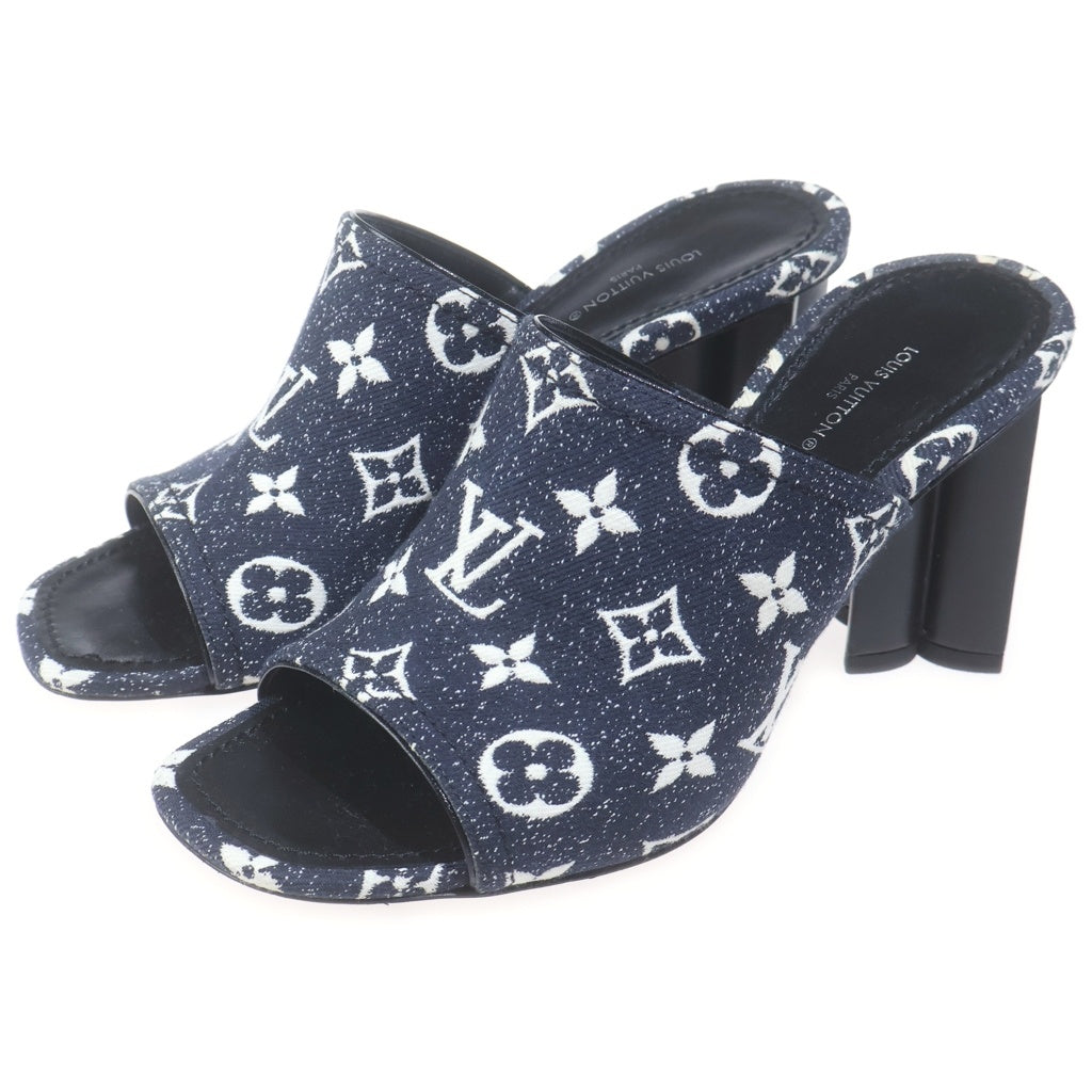LOUIS VUITTON(ルイヴィトン) シルエットライン デニム ミュール サンダル ヒール #37 ネイビー NL1211 レディース