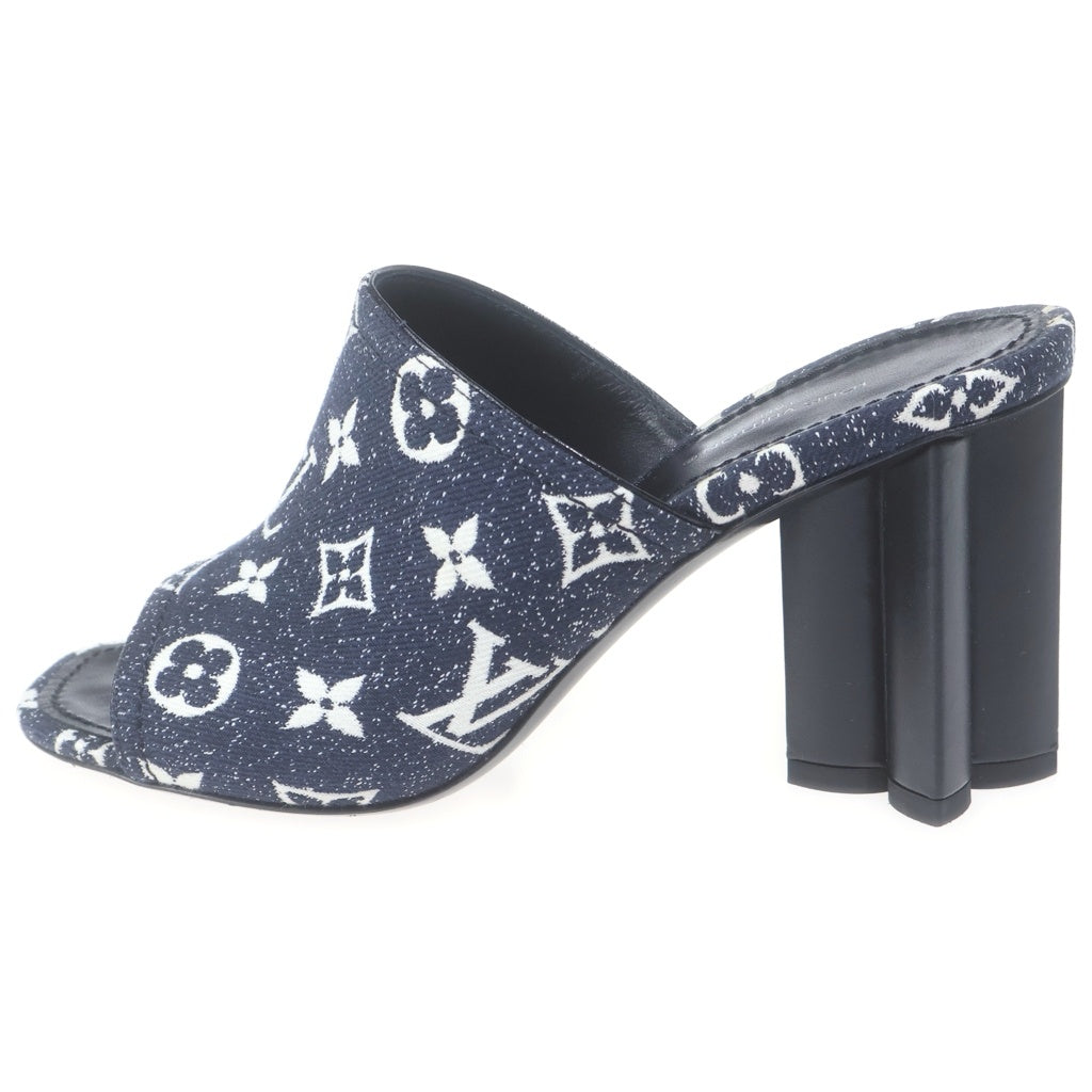 LOUIS VUITTON(ルイヴィトン) シルエットライン デニム ミュール サンダル ヒール #37 ネイビー NL1211 レディース