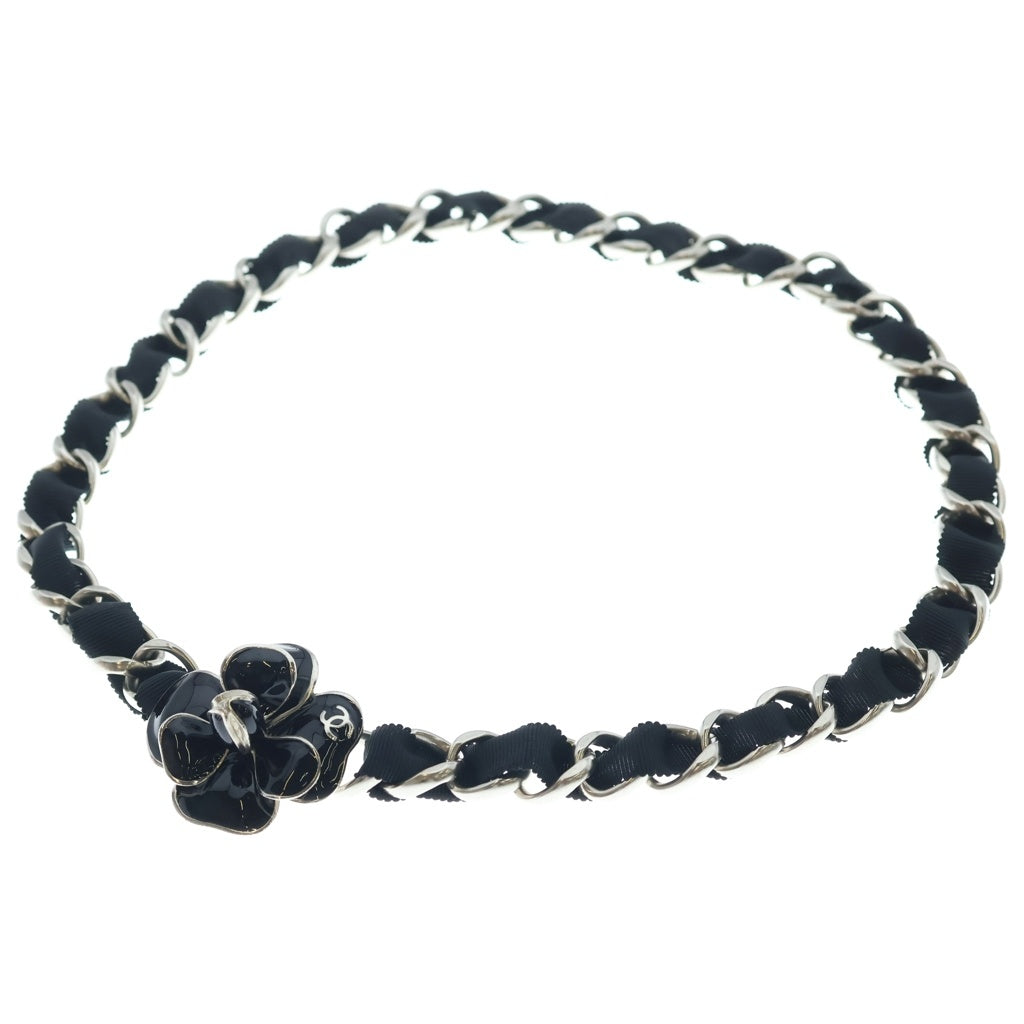 CHANEL(シャネル) カメリア チェーンベルト シルバー×ブラック レディース