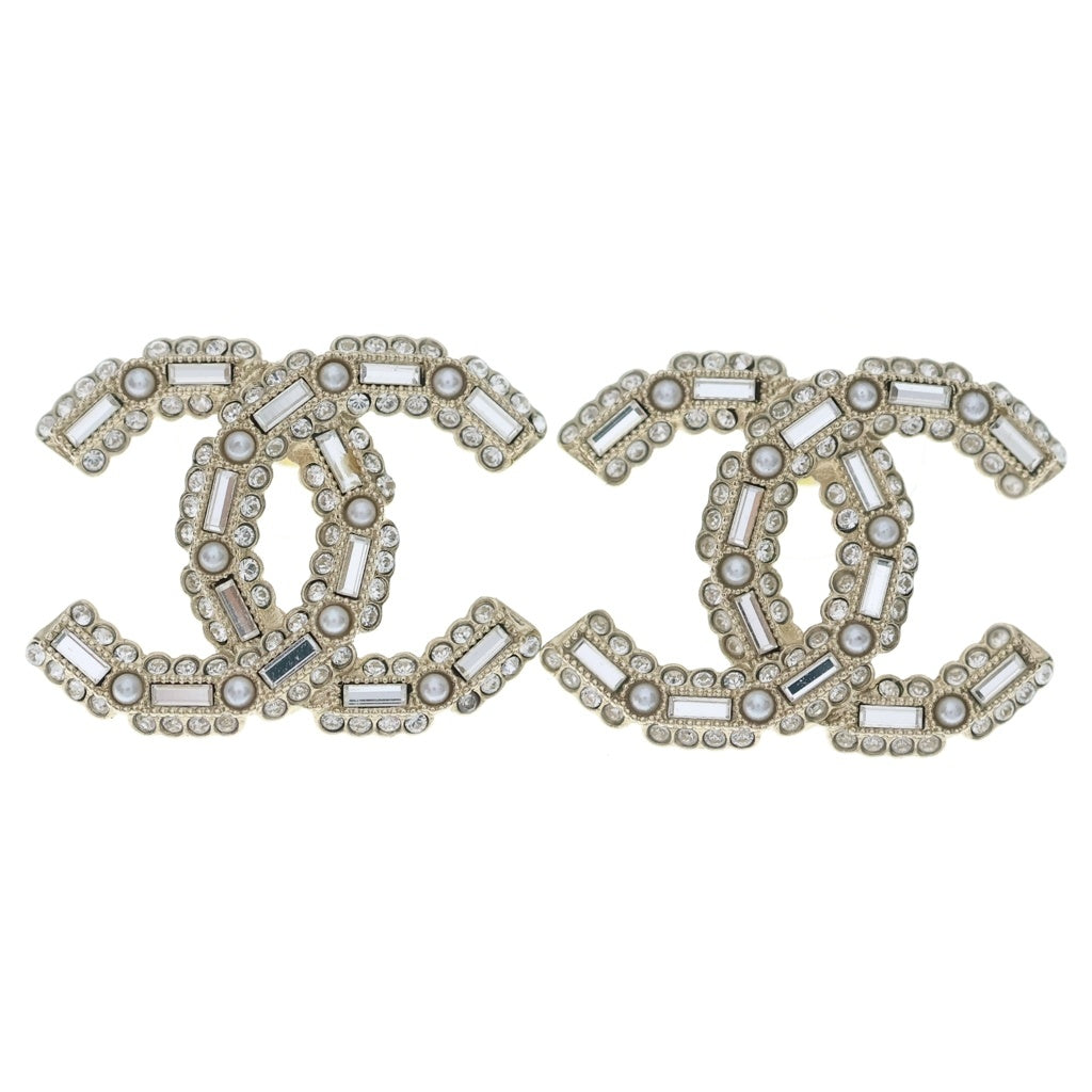 CHANEL(シャネル) ココマーク ピアス ラインストーン フェイクパール ホワイトゴールド A22K レディース